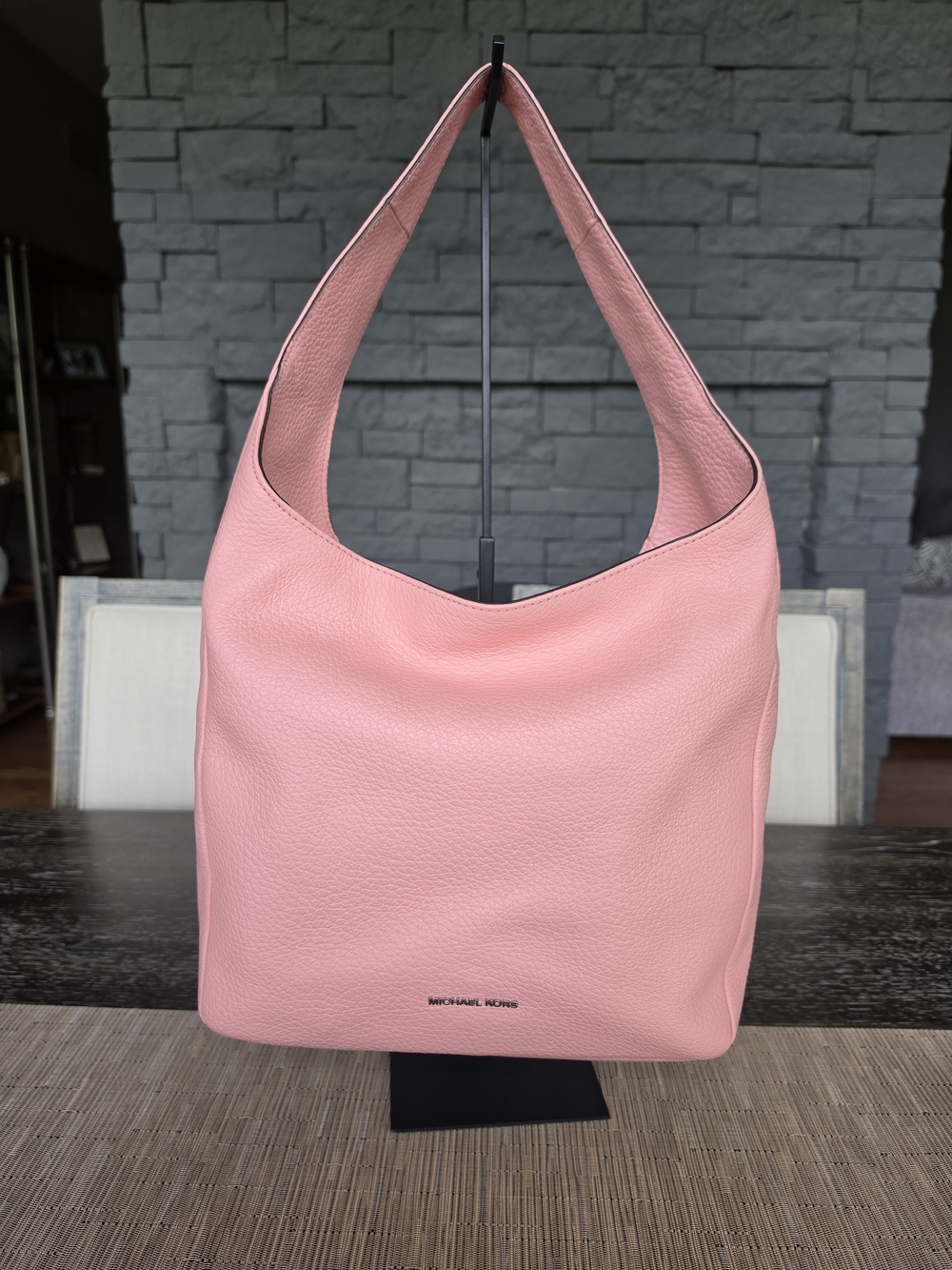 Michael Kors Salmon Pink Pebbled Leather Shoulder Hobo